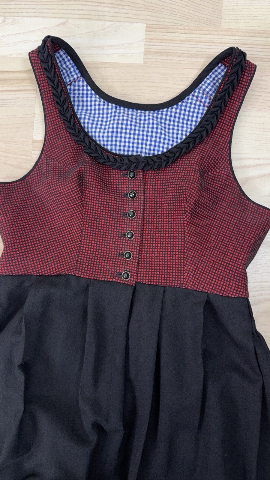 Vintage Wool Dirndl Dress Folk Oktoberfest Handmade Button Detail M