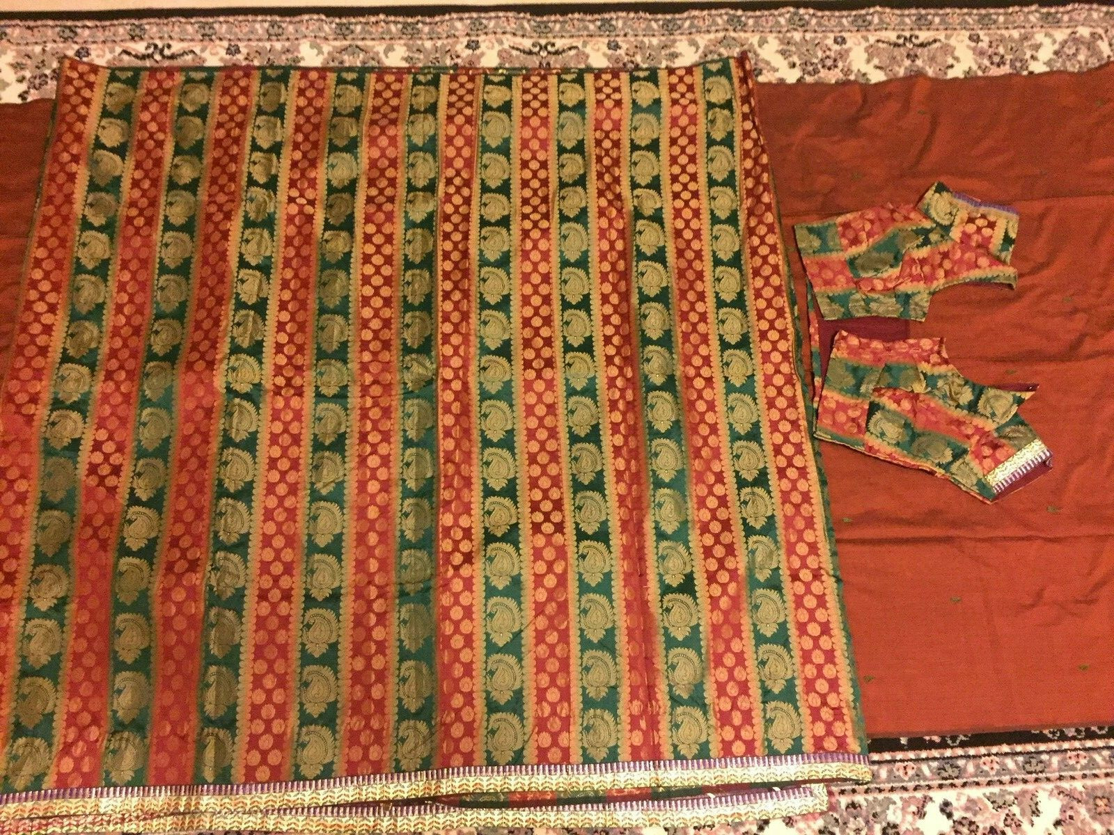 Maroon/Red/Green Net/Half Saree Designer Art silk saree w/stitched blouse/Fall