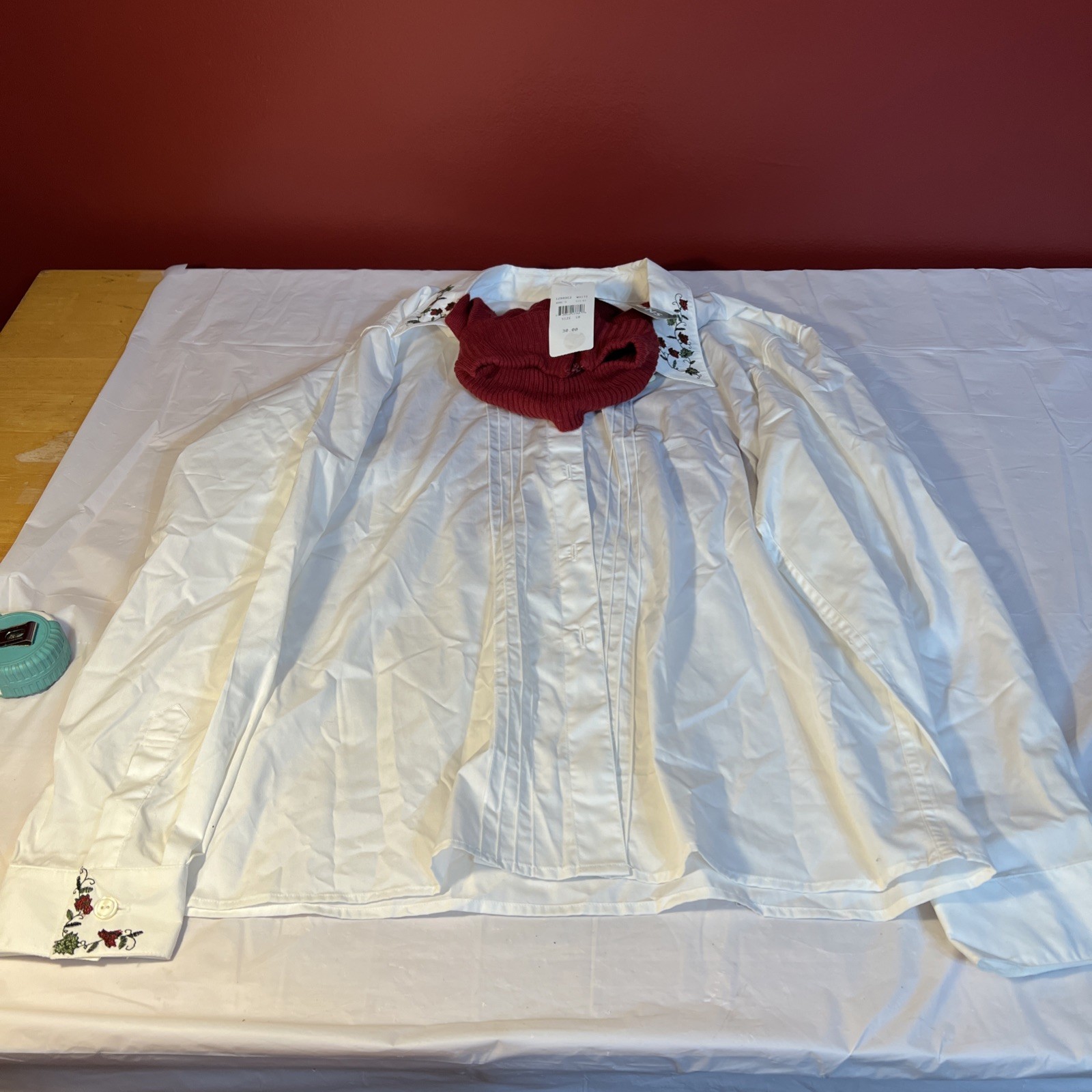 Impressions White Button Down Shirt With Mock Turtle Neck Women’s Size 18