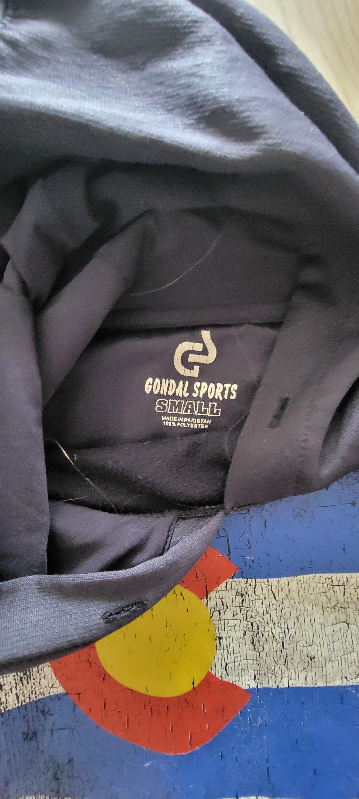 Gondal Sports Colorado Flag Hoodie Small S Navy Blue Pullover Made in Pakistan