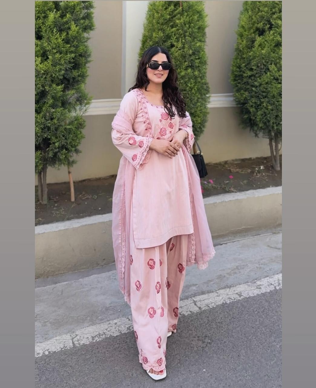 Beautiful Pink Silk Salwar Kameez With Faux Georgette Dupatta For Women