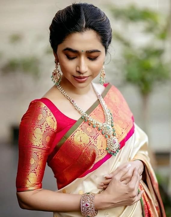 Women’s Soft Banarasi Silk Jacquard Saree with Unstitched Blouse Piece
