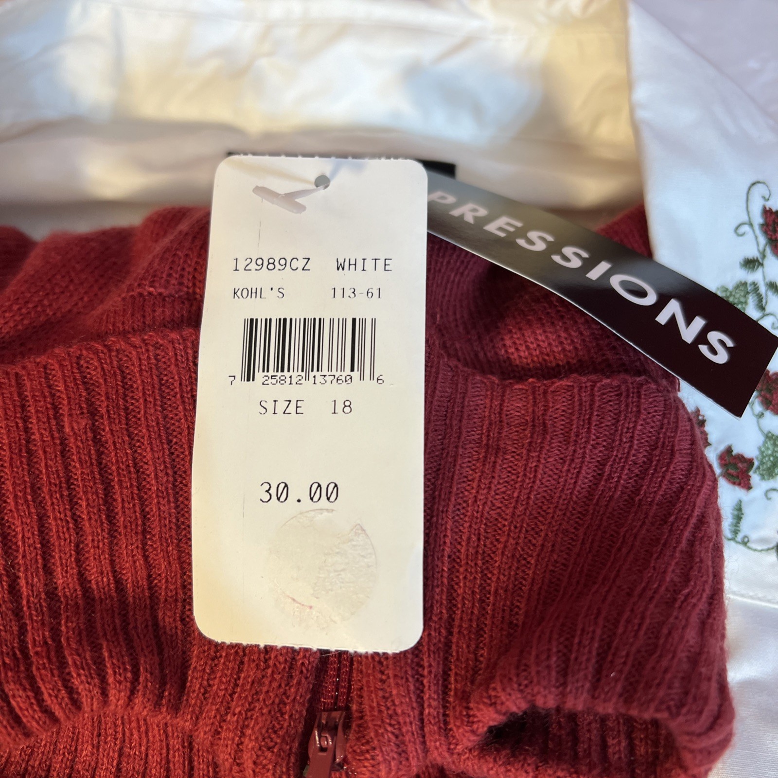 Impressions White Button Down Shirt With Mock Turtle Neck Women’s Size 18