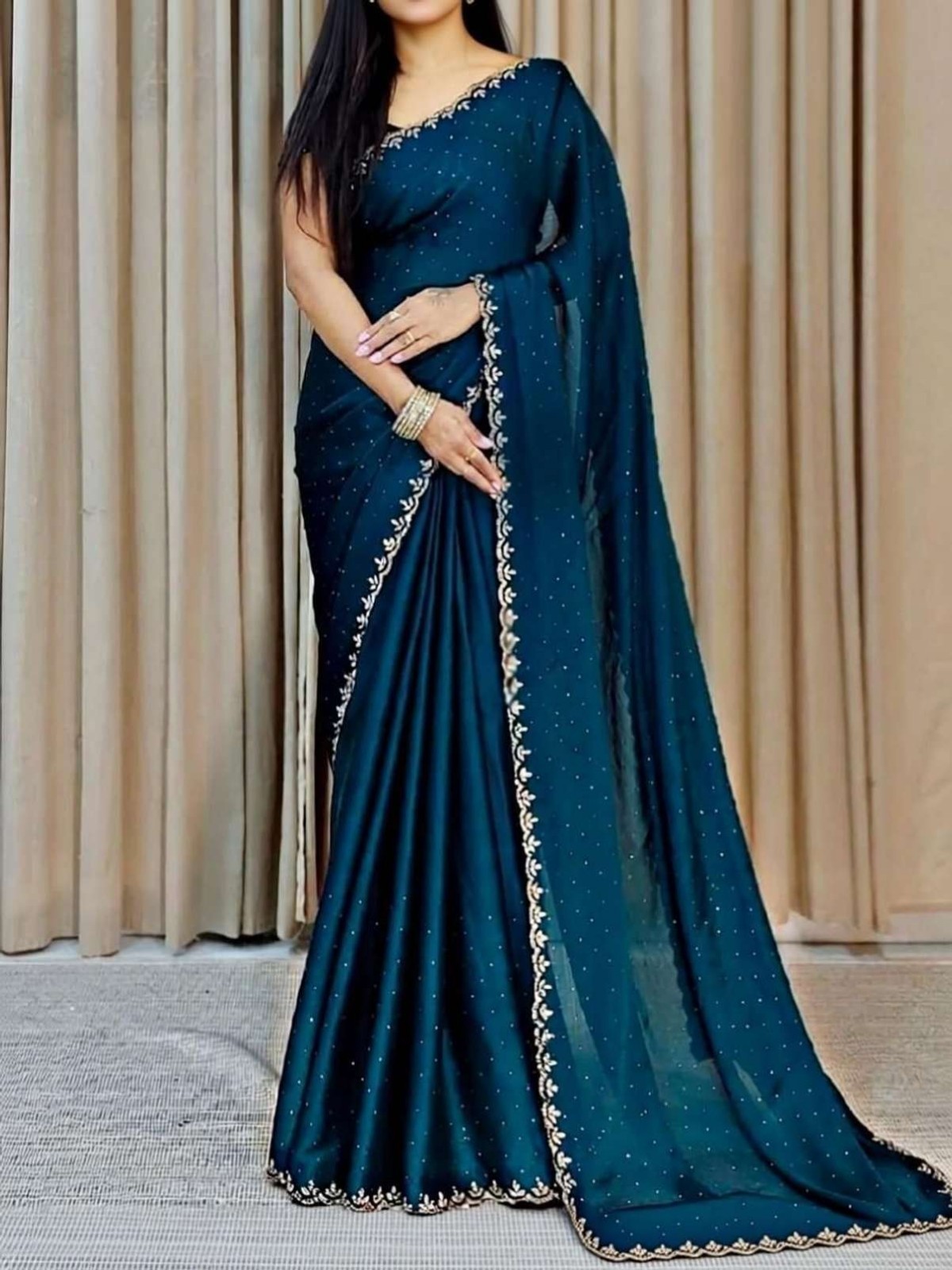 lf Design Banarasi Georgette Saree with Unstitched Blouse (Light Blue)