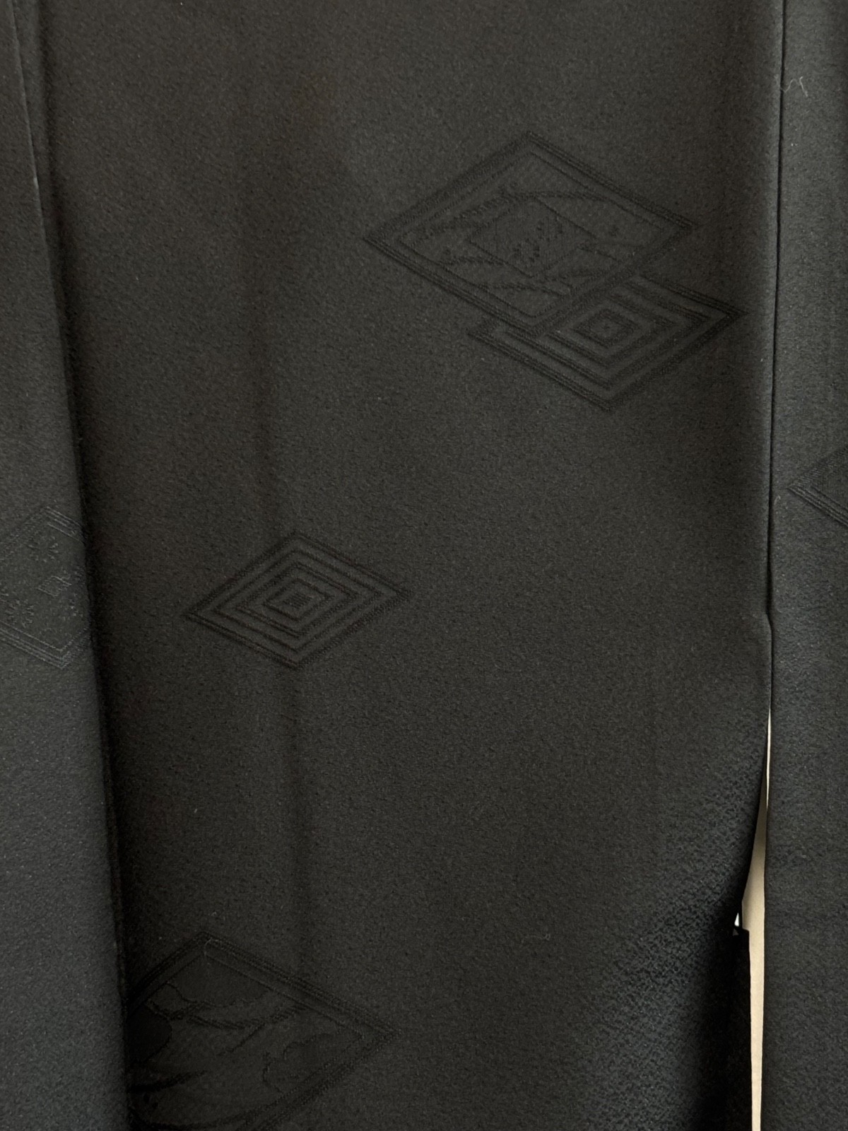 Vintage Japanese Black Haori Kimono Jacket Tonal Geometric Pattern from Japan
