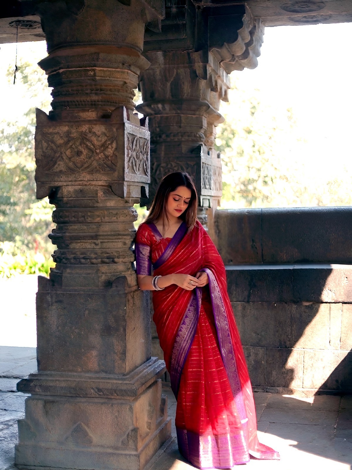 Women’s Wear Beautiful Crepe Saree With Blouse For Wedding And Party