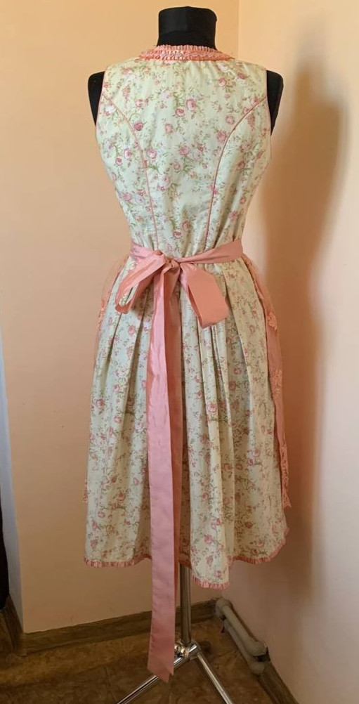 Alpenfee Dirndl Dress Apron Floral Lace Up Trachten Oktoberfest EU 42 Romantic
