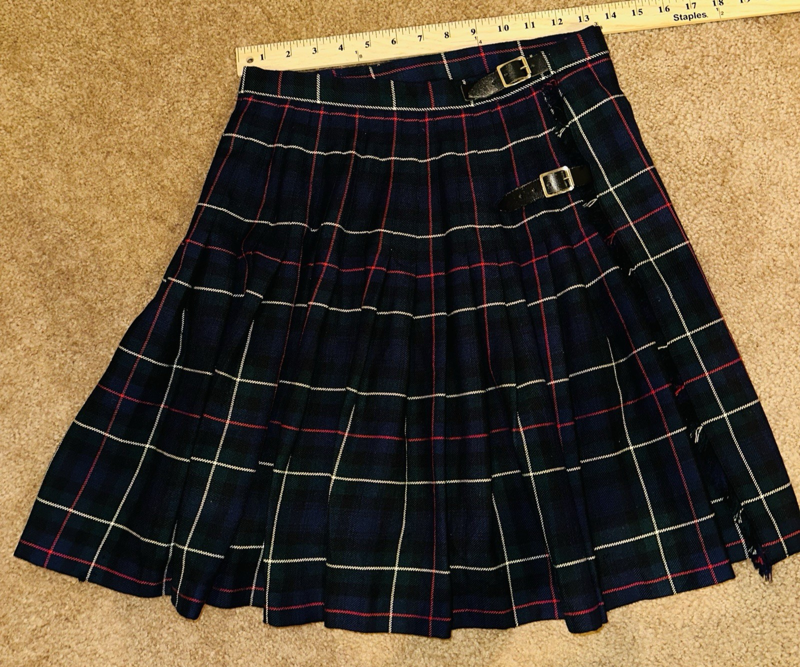 Vintage Hector Russell Tartan Kilt Skirt Made in Scotland Pure New Wool 26 Waist
