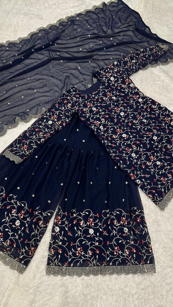 NEW ATTRACTIVE HEAVY GEORGETTE PALAZZO SUIT WITH DUPATTA FOR WEDDING