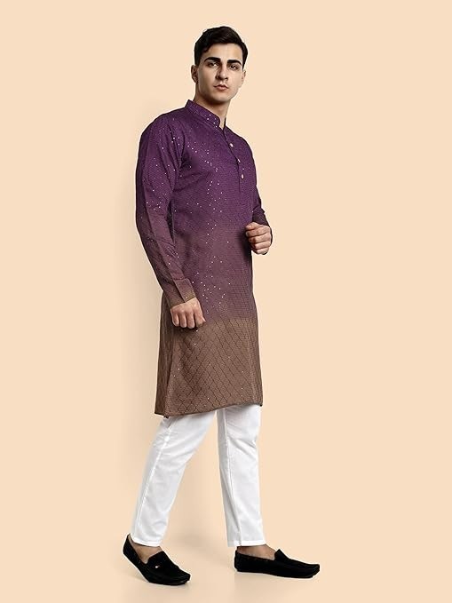 traditional Chikankari Embroidered Kurta with Elegant Sequence indian work