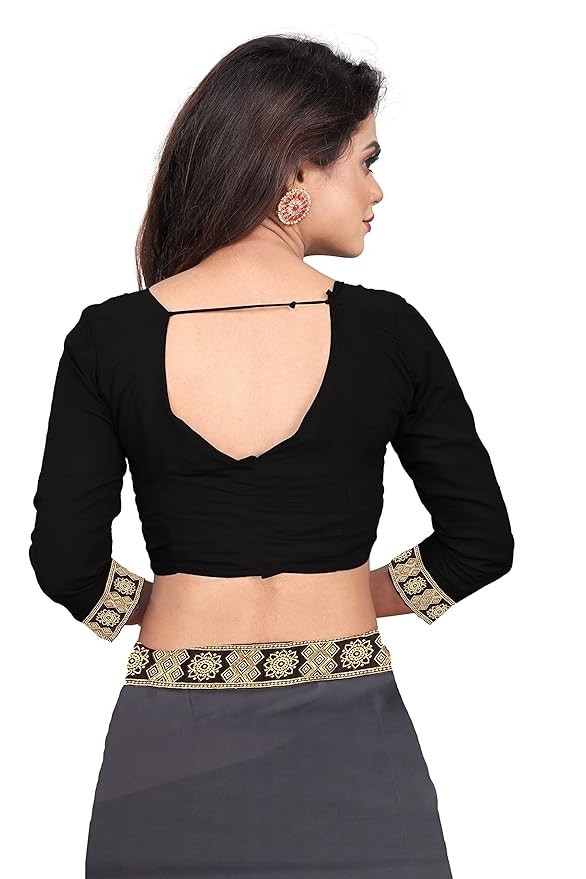 Women’s Lycra Plain Jacquard Lace Border Gorgeous Saree with Blouse Piece AN5