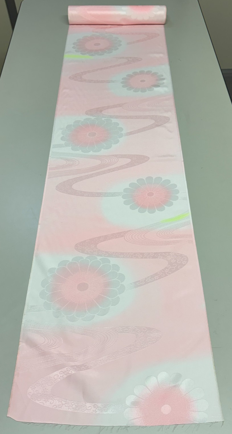 Japanese Vintage Kimono Fabric cloth Boro Silk Pink tradition 35.4×14.1 in