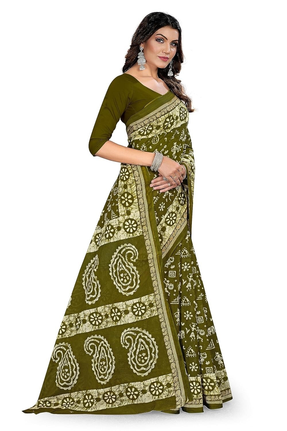 Women’s Plain Weave Pure Cotton Saree Without Blouse Piece