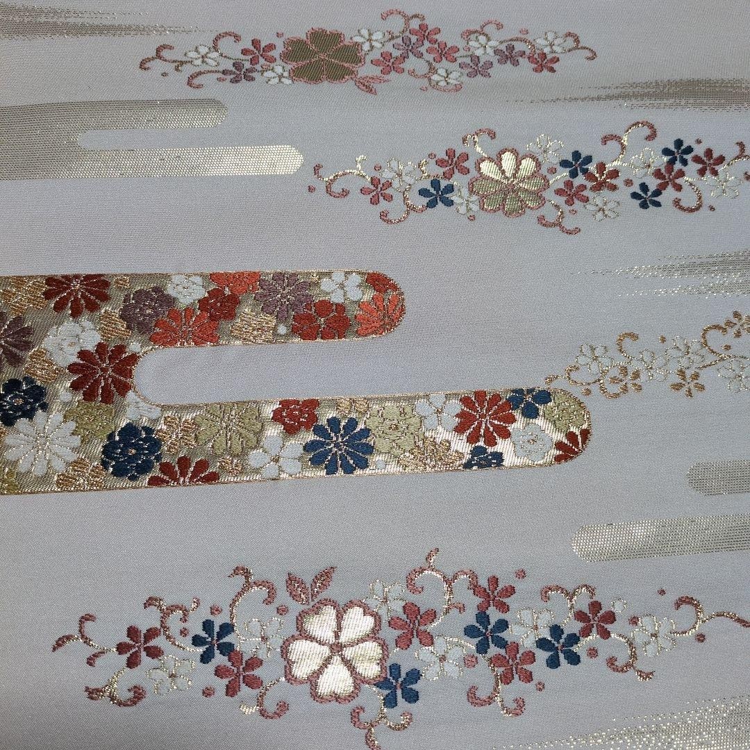 Vintage Nishijin-ori Silk Unsewn Nagoya Obi Tanmono Kimono Fabric Floral Embroid