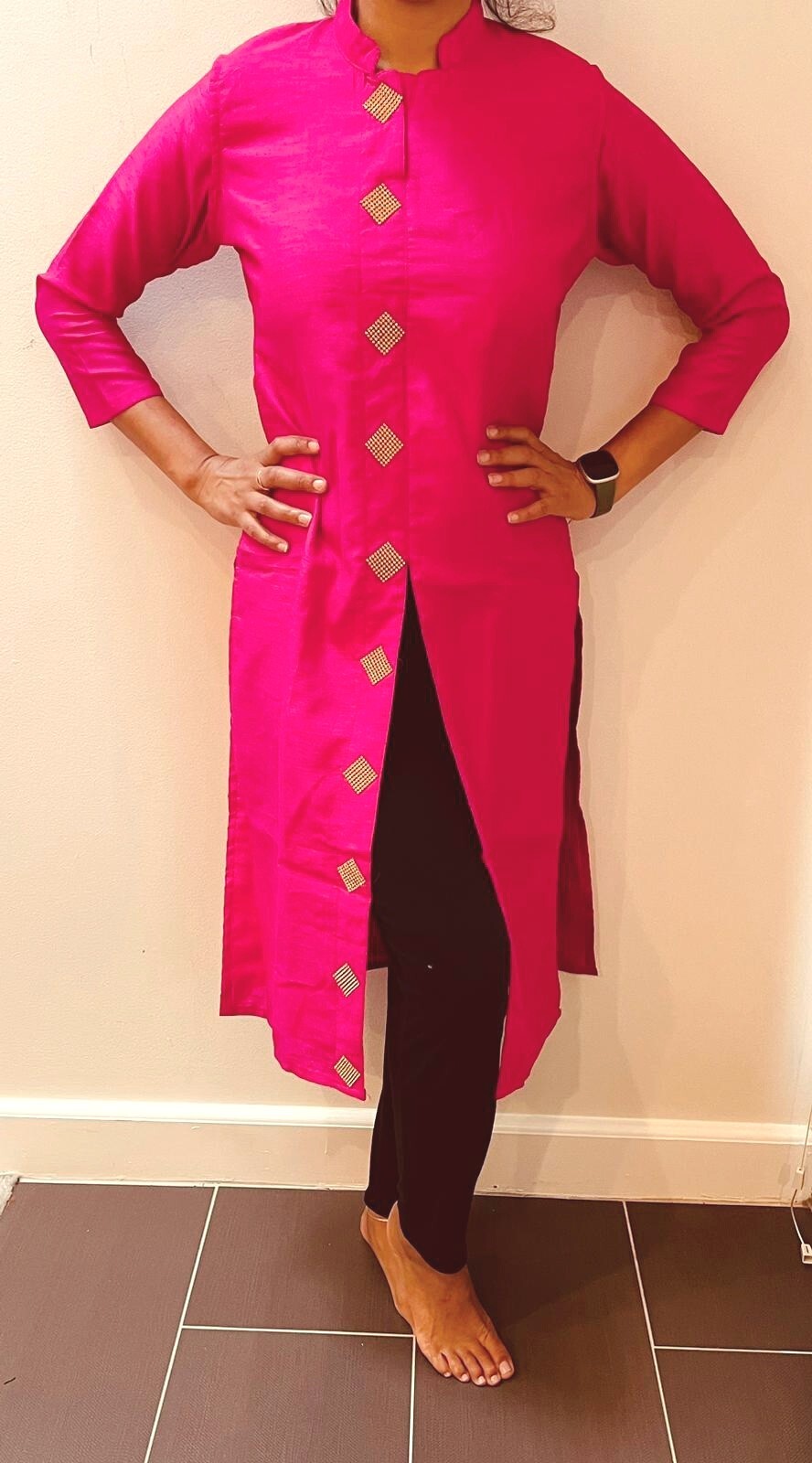 Hot Pink Kurta/ kurti, Simple, Great For Haldi Function- 1 piece