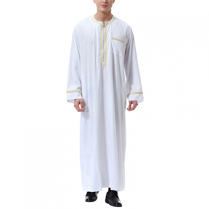 Slam Arab Men Thobe Robe Dishdasha Muslim Abaya Kaftan Ethnic Dress Thoub Jubba