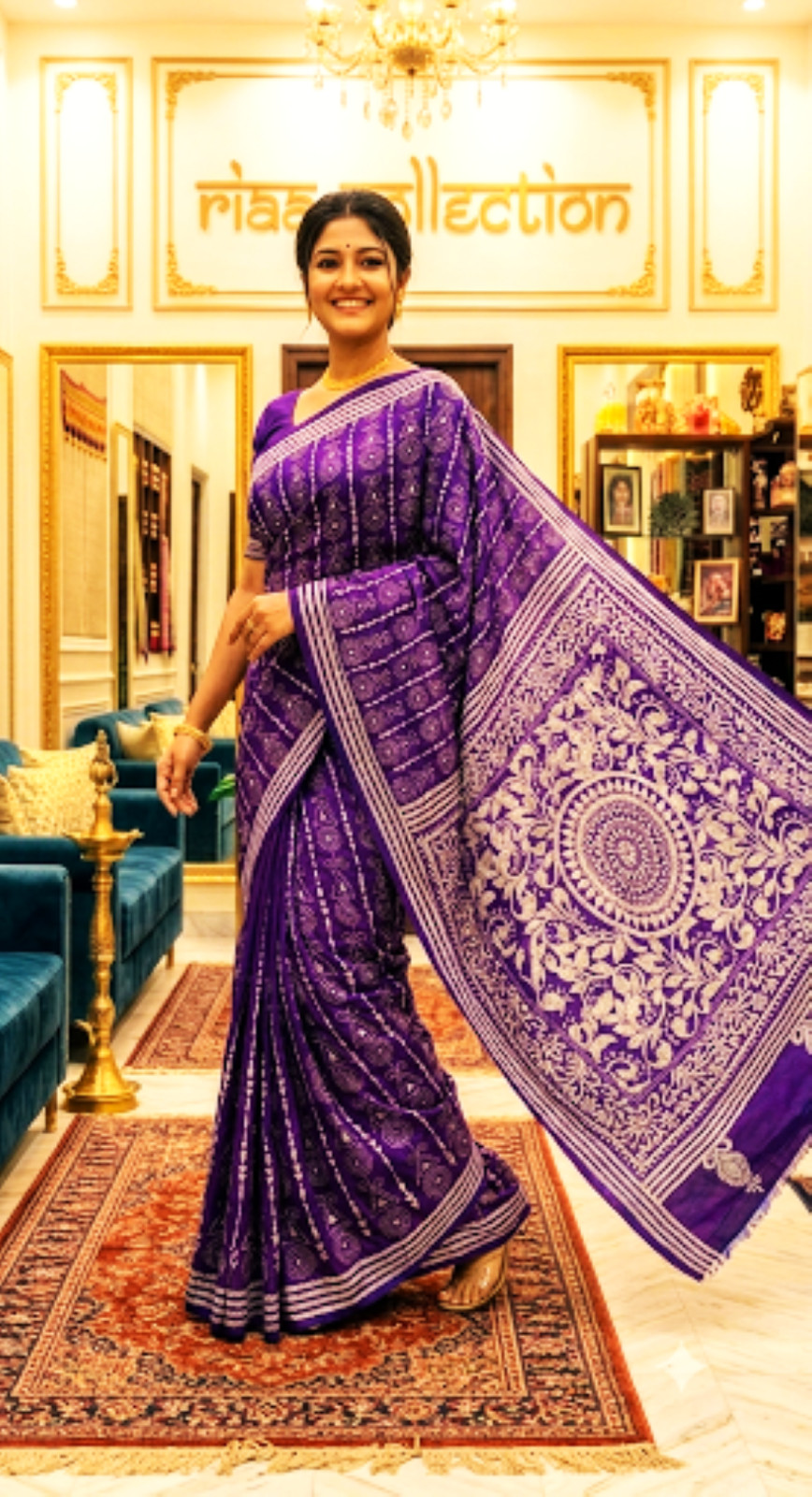 Exclusive Indian Pure Silk Saree Authentic Kantha Hand Embroidery Ethnic Sari