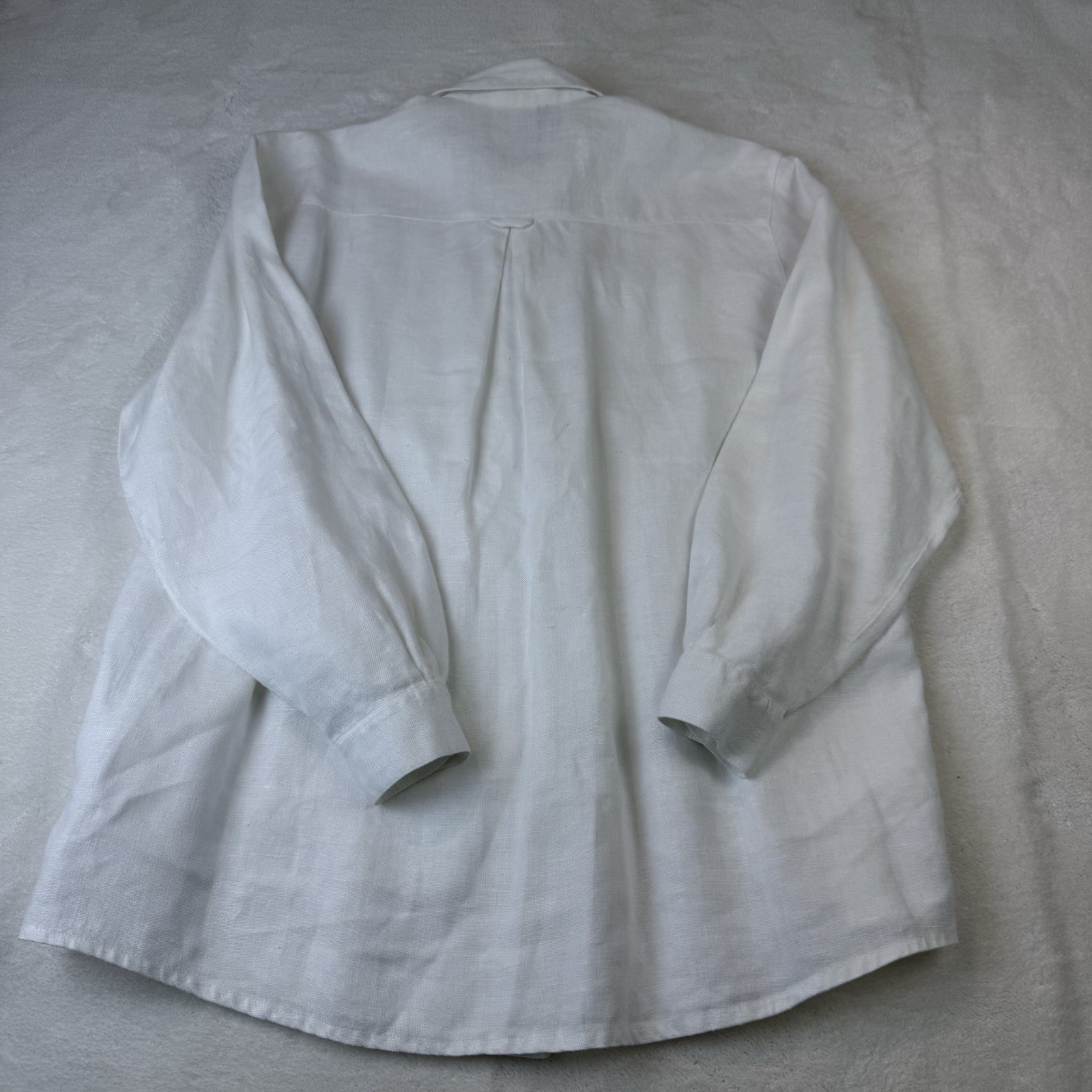HAMMERSCHMID White Flower Embroidered Linen Long Sleeve Button Up Shirt Mens 38