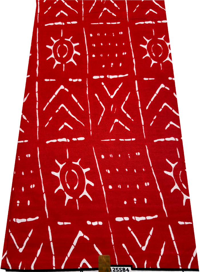 Sell by 3 Yards African Super Quality Wax Prints -Mudcloth Design- Red and White