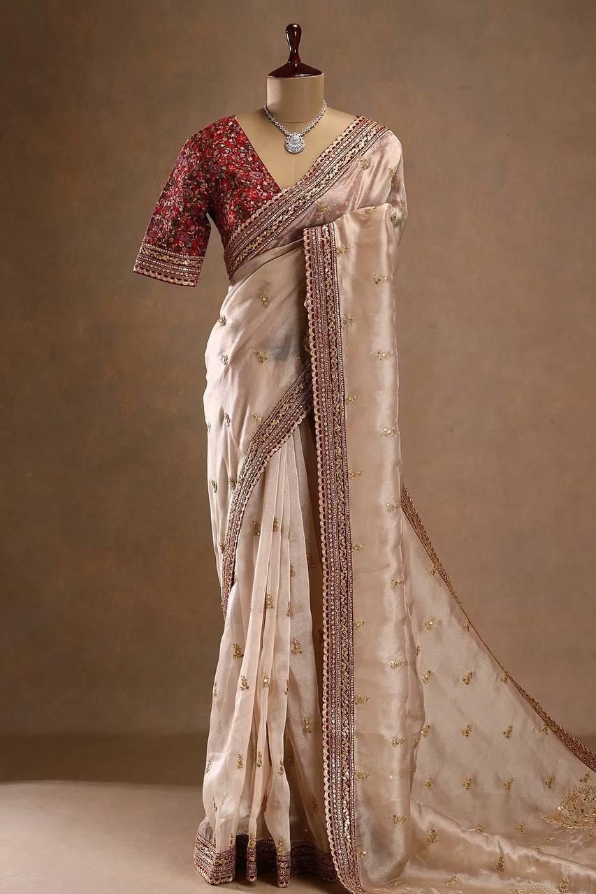 Party Saree Blouse Ethnic Bollywood Indian New Pakistani Sari Designer Wedding