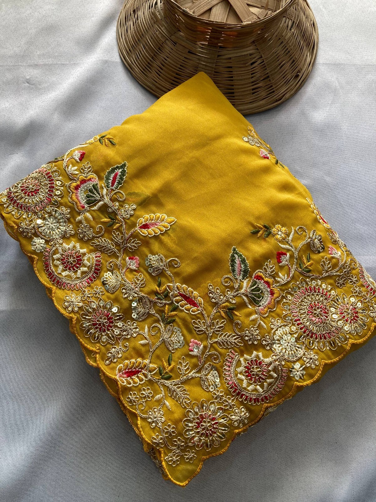 Readymade Soft Star Georgette Saree Embroidered Border Party Wear Wedding Sari