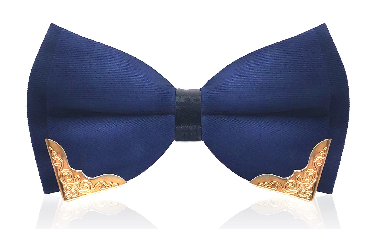 MENDENG Men’s Metal Gold Bow Ties for Men Women PU Leather Satin Formal Bowtie