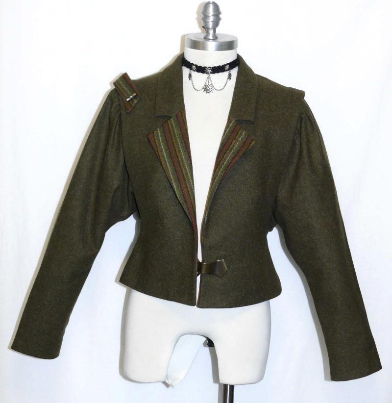 XS 4 Bust 34″ Short LODEN GREEN WOOL German Jacket Coat Women Riding Dress
