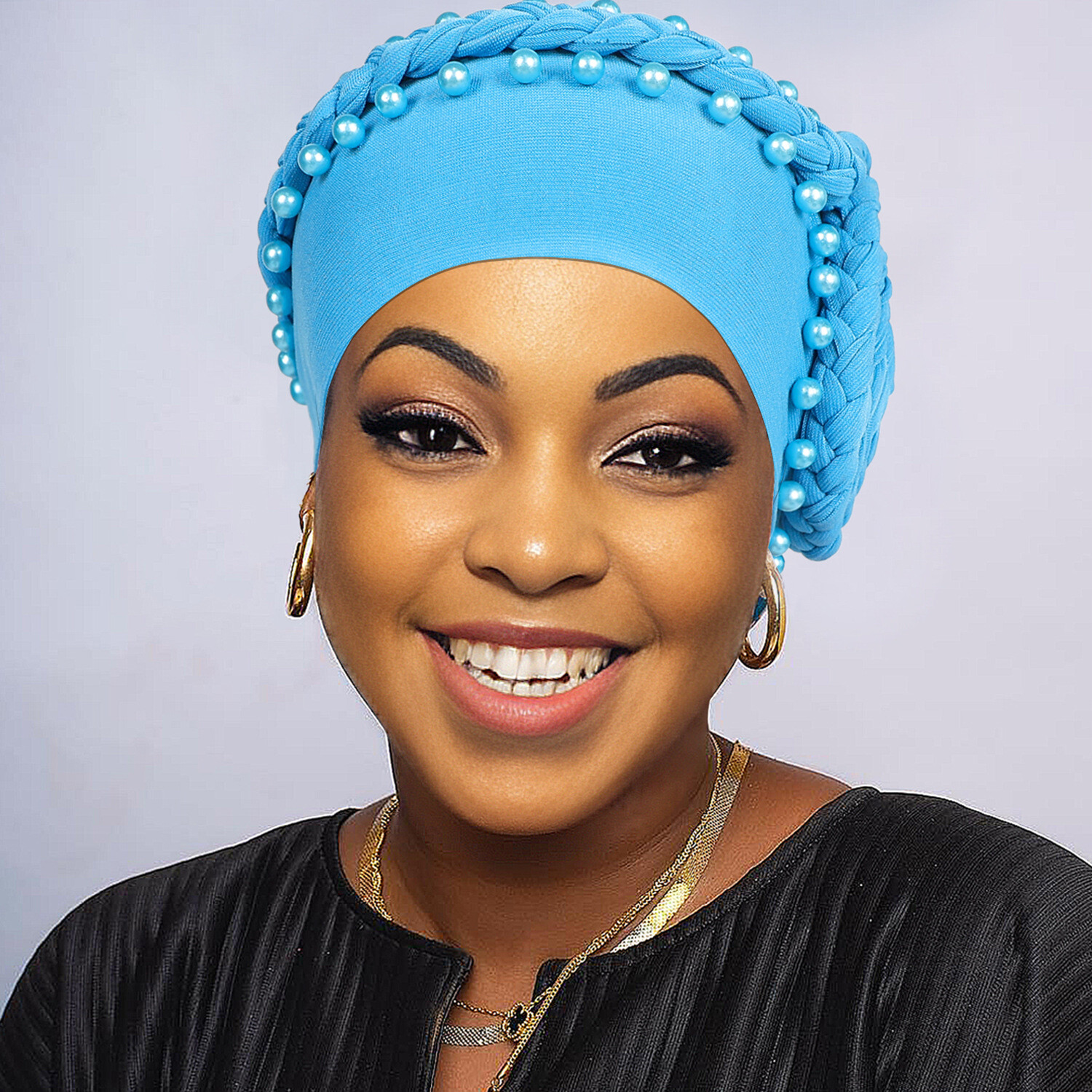 Muslim Women Beanies Hijab Hat Turban Head Wrap Braid Beads Headscarf Chemo Cap