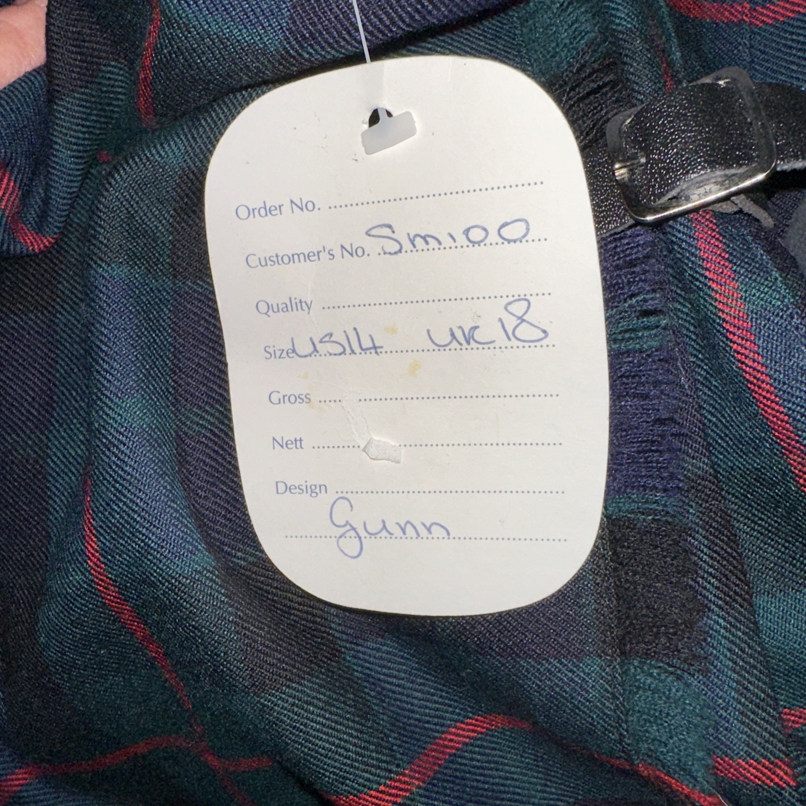 Strathmore Woolen Co. Gunn Modern Tartan Kilt Size 14 NWT