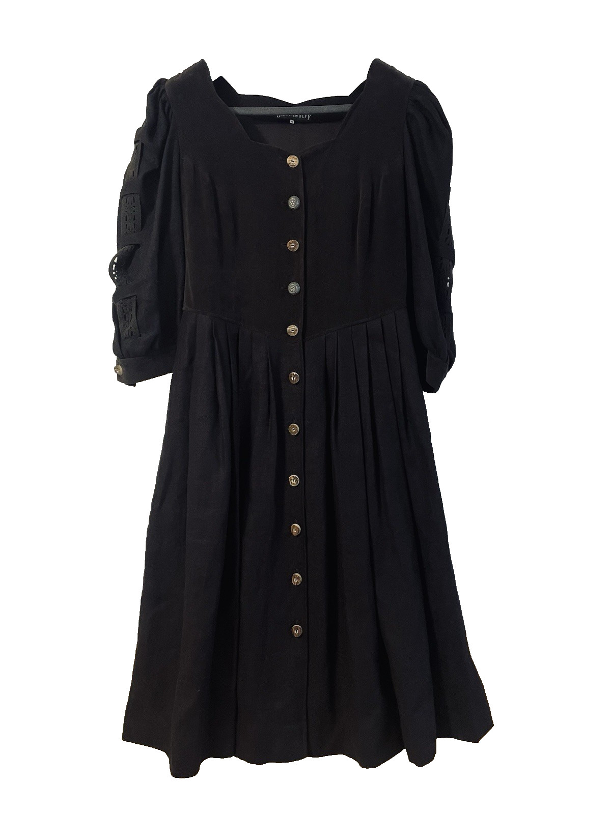 Berwin & Wolff Long Linen Country House Dress Brown Vienna Seam Germany Size 46