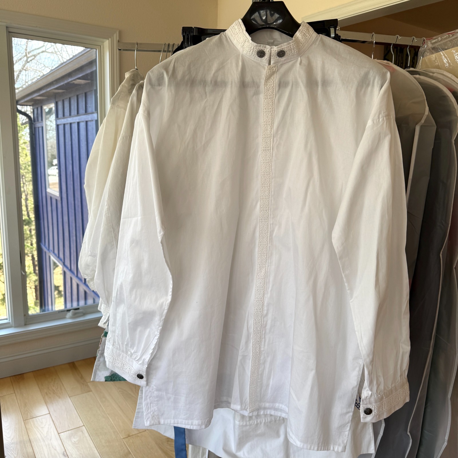 MENS 3XL Norwwgian BUNAD FESTDRAKT SHIRT from NORWAY Cotton with pewter
