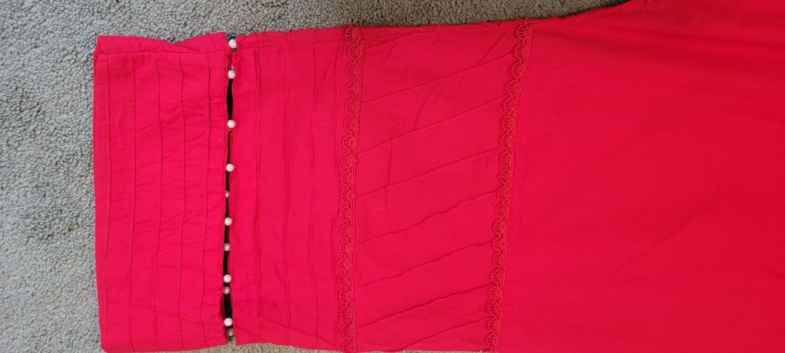 Pakistani Ethnic Customized 3 Piece Stitched Suit 100% Cotton Salwar Kameez RED