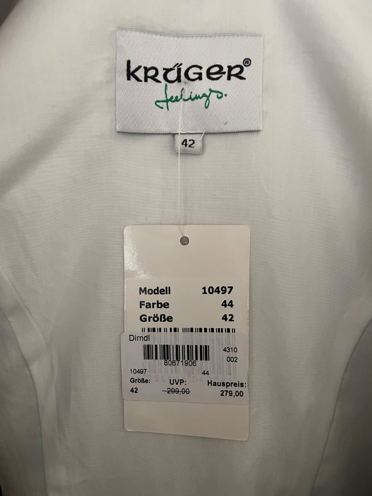 Krüger Feeling Dirndl Set EU 42 US 10/12 Gray Burgundy Deer Oktoberfest NWT
