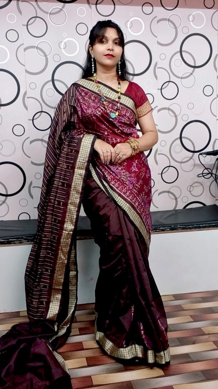 odisha sambalpuri silk pata saree fall and Pico done with un – Handmade in India