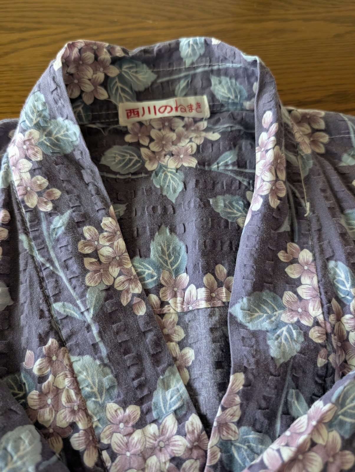 Nishiwaka Cotton Nemaki – Japanese Purple Hydrangea Pattern Traditional