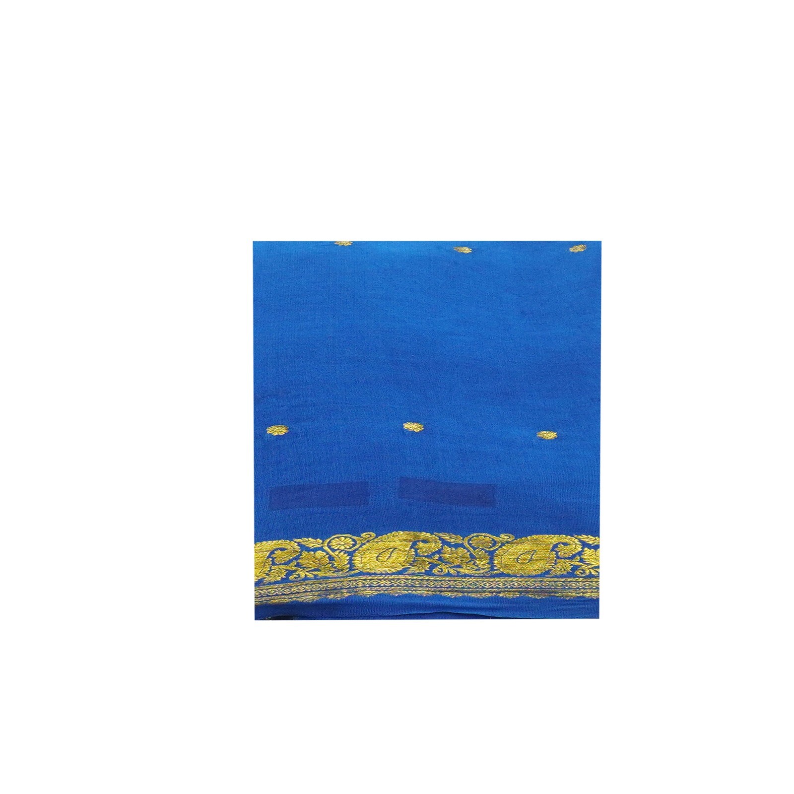 Vintage Blue Sarees 100% Pure Mysore Crepe Silk Zari Woven Sari 5YD Craft Fabric