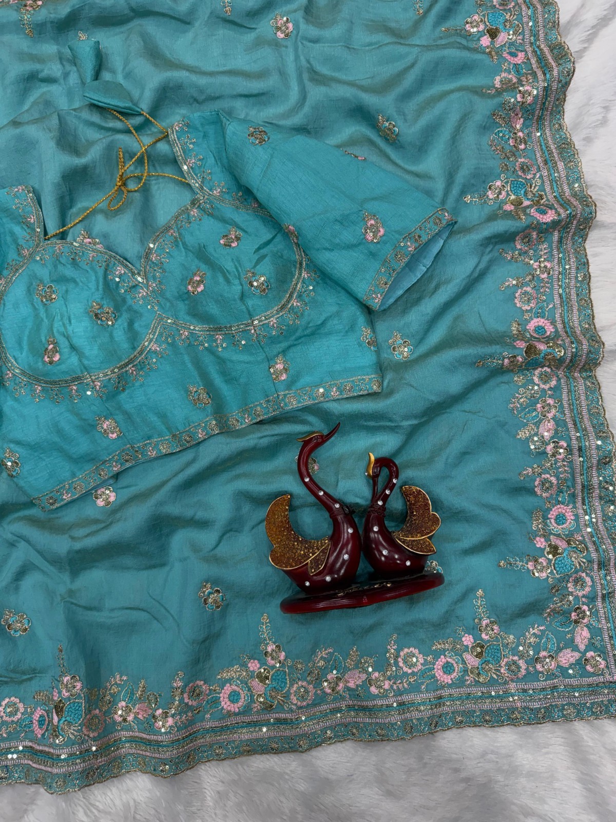 Bridal Silk Sari Blouse Designer Pakistani Ethnic Bollywood Indian Wedding Saree