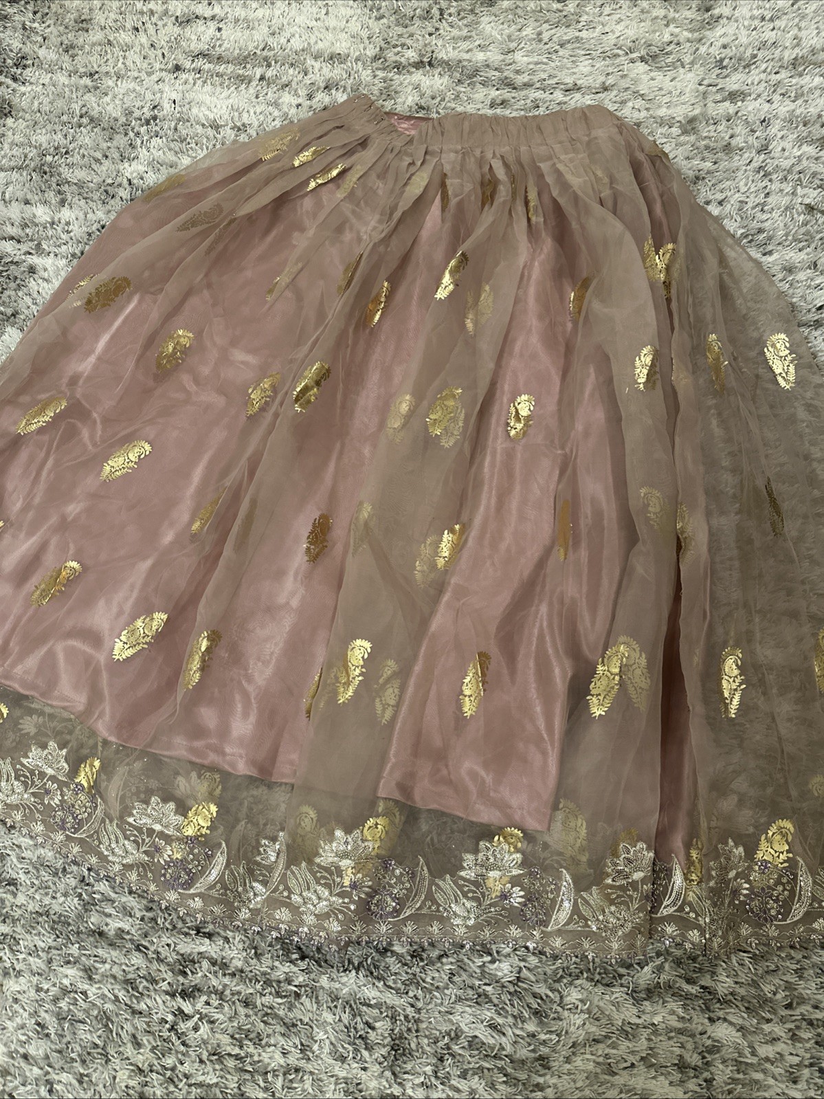Indian Pakistani Lengha Waist 42/41 Organza With Inner Hook