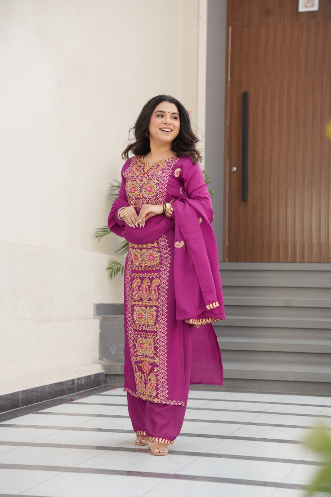 Pakistani Concept Georgette Palazzo Suit Heavy Embroidery Readymade Dress