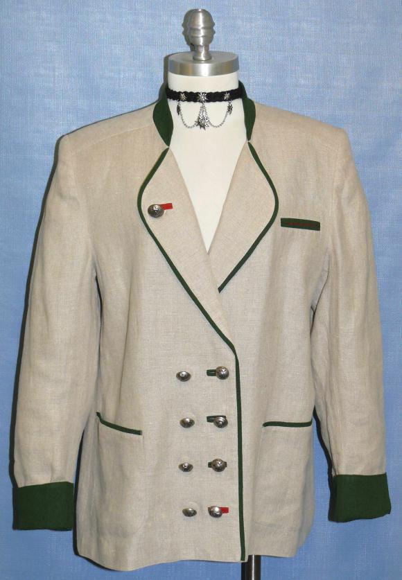 BEIGE JACKET Women German Dirndl Summer Suit 40 14 L B44″