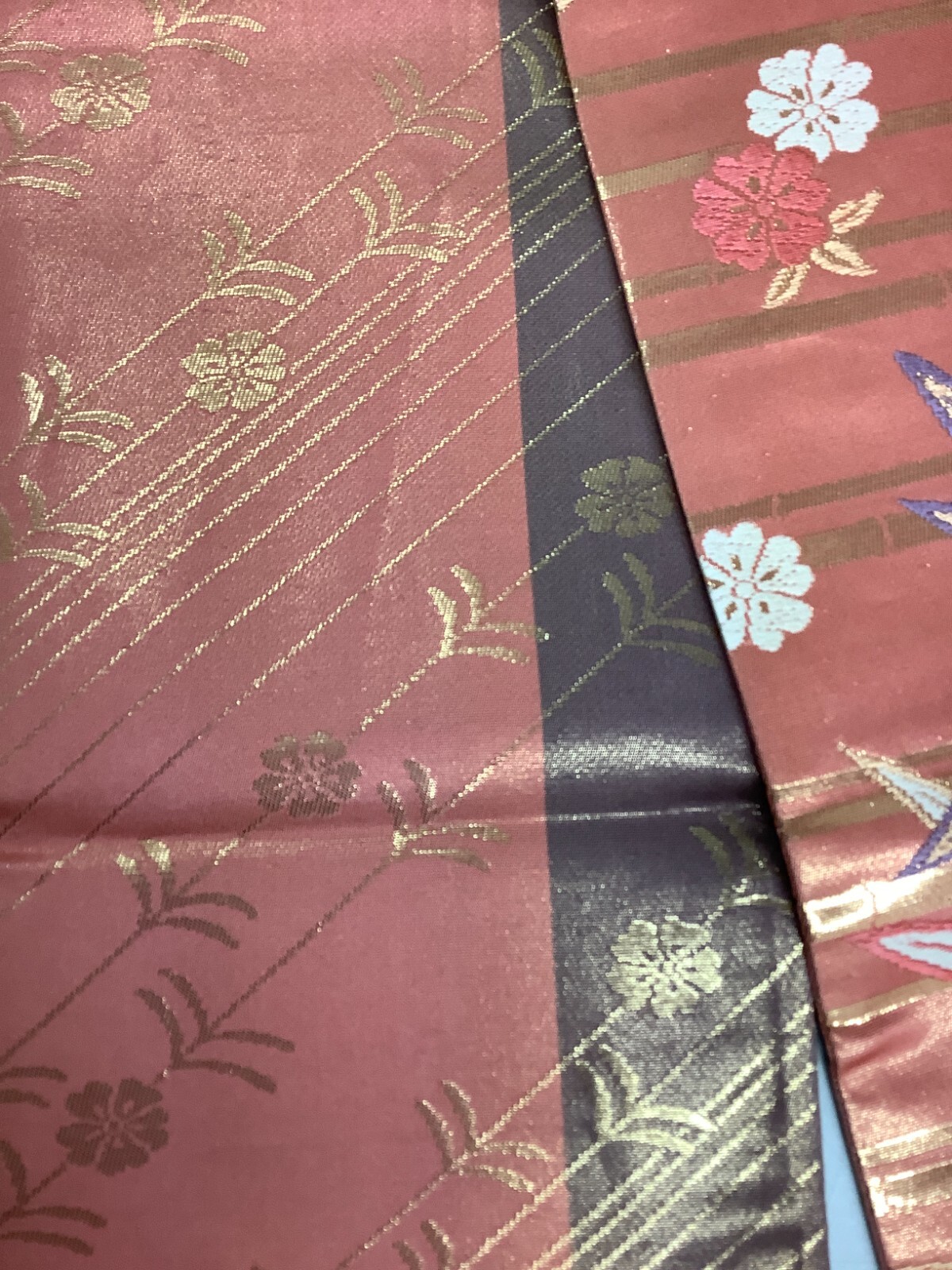 Japanese Vintage Kimono Han Obi silk pink tradition expensive embroidery 170x6in
