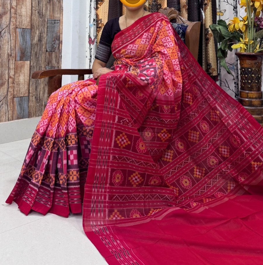 Sambalpuri Pasapali Cotton Saree Handwoven Odisha Handloom Wedding Ikat Sari