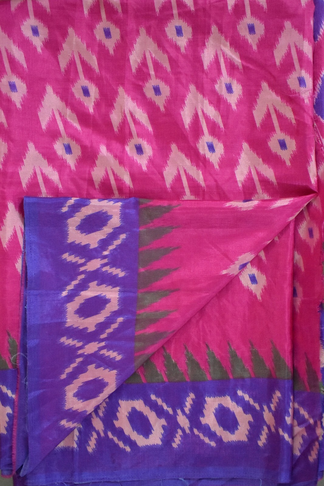 FNC Vintage Pink Sambalpuri Ikat Sarees Handwoven Art Silk Sari Fabric Antique