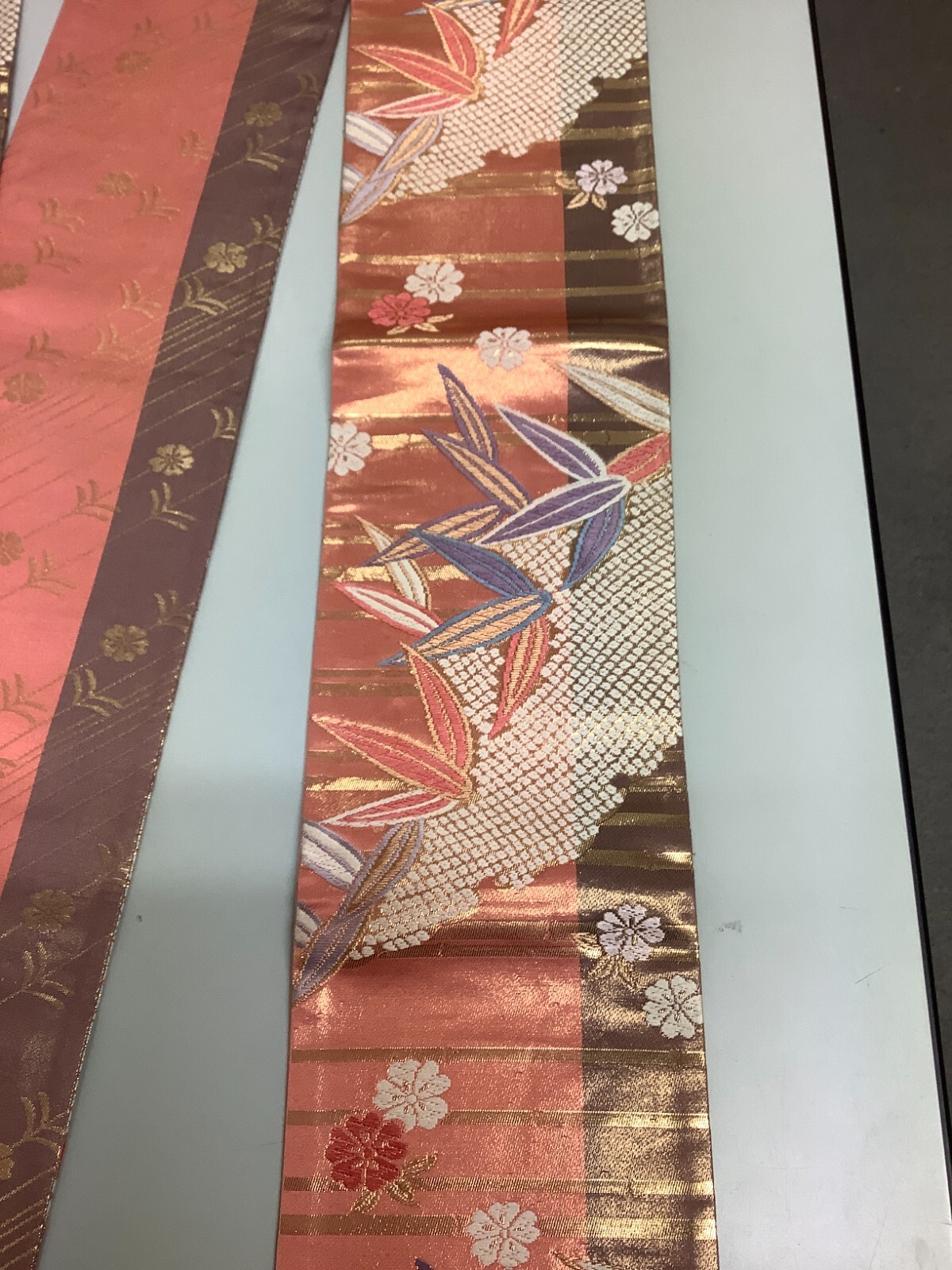 Japanese Vintage Kimono Han Obi silk pink tradition expensive embroidery 170x6in