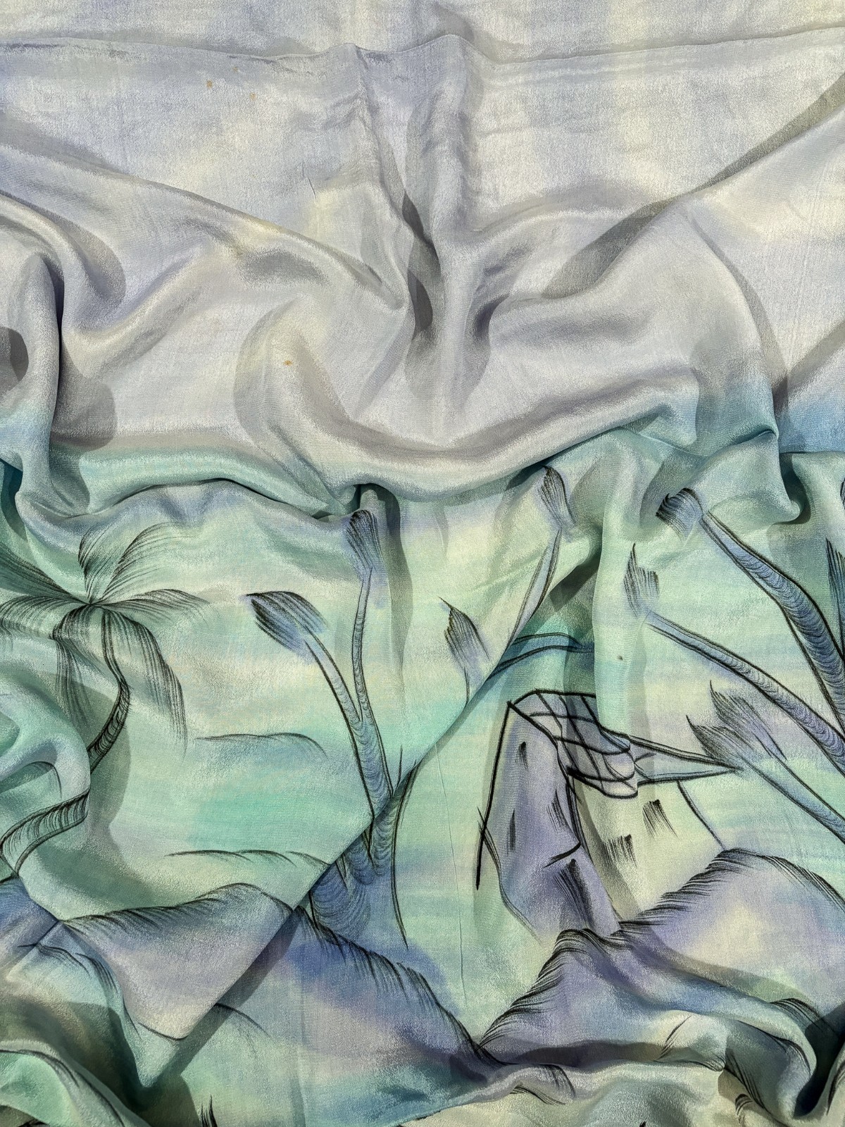 Vintage Chiffon Silk Saree, Lightweight Fabric for DIY & Sewing CS1041