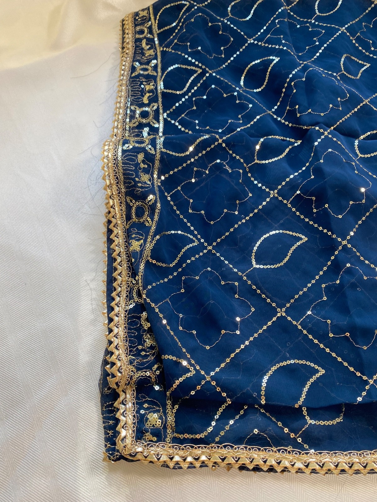 Party wear dupatta, gold metallic thread embroidery & Gold metallic gota patti.