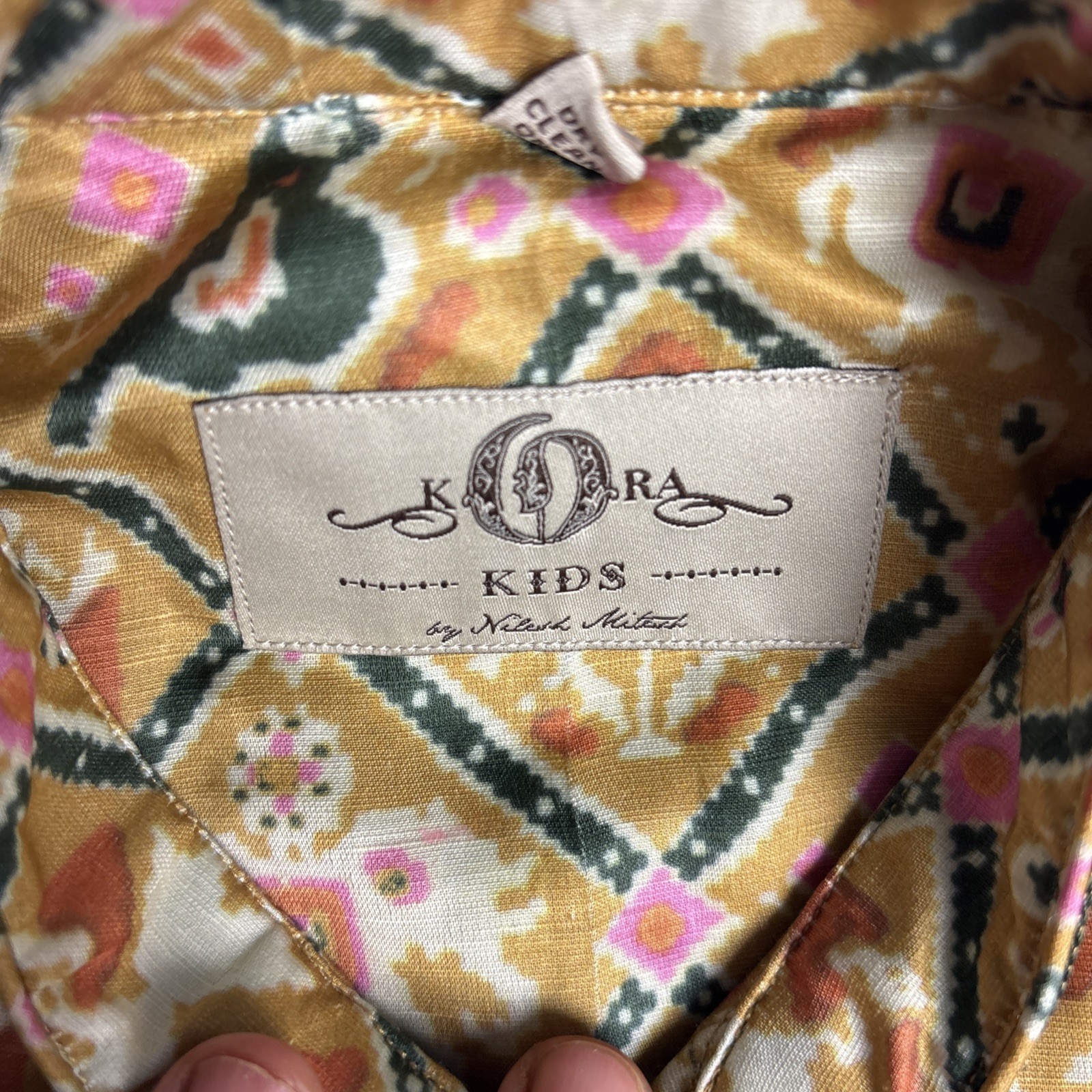 Kora Kids by Nilesh Mitesh Size 8 Kurta Dress New Tag Long Sleeve Button Gold