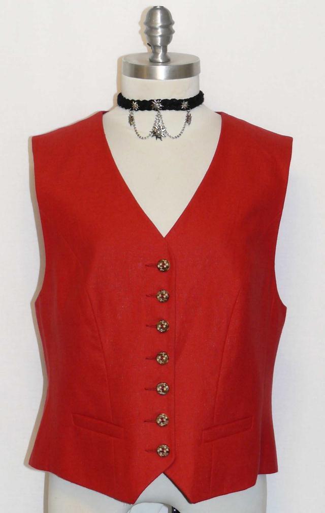 PERRY / COTTON & LINEN ~ RED German SUMMER Dress Suit Skirt Pants VEST / 6 8 S