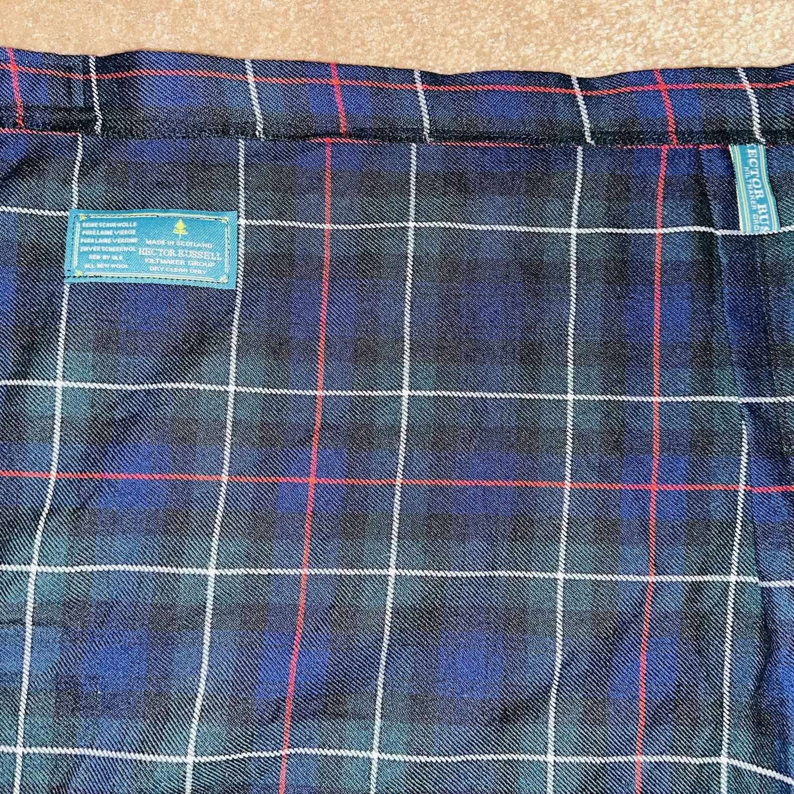 Vintage Hector Russell Tartan Kilt Skirt Made in Scotland Pure New Wool 26 Waist