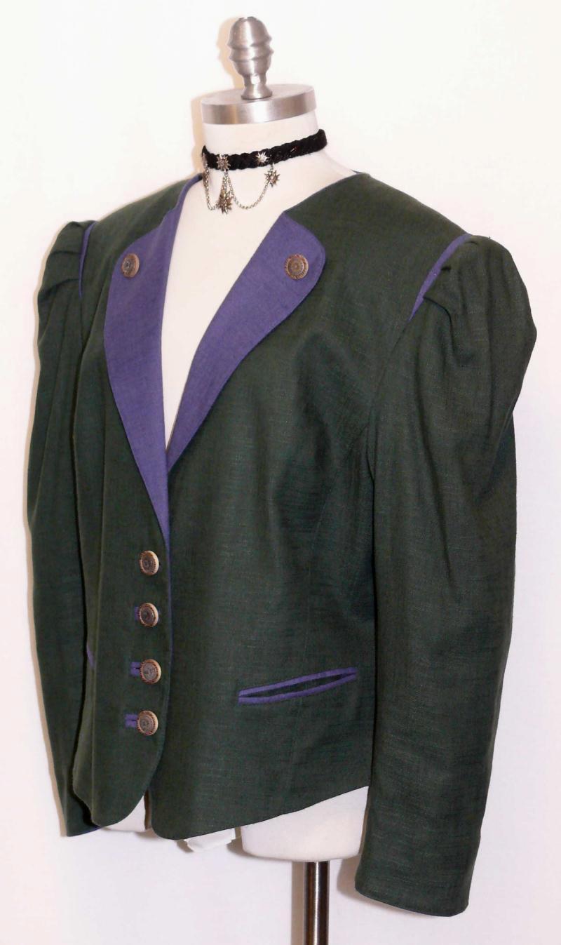 GREEN BLUE ~ COTTON German Women Summer Sport Riding Dress Suit JACKET 46 16 L